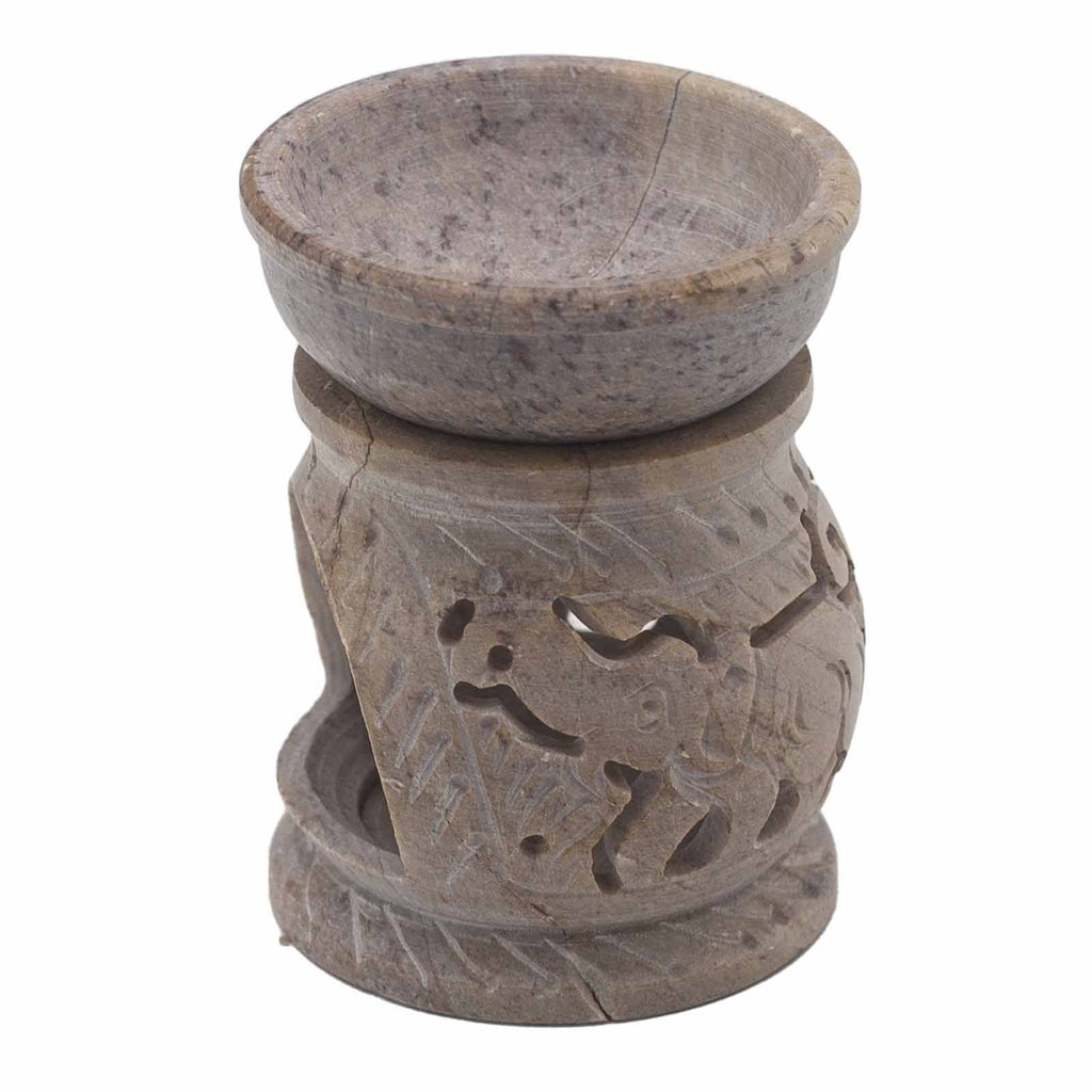 Small Soapstone Oil Burner 8cm – Elephant – oil burner, main product view