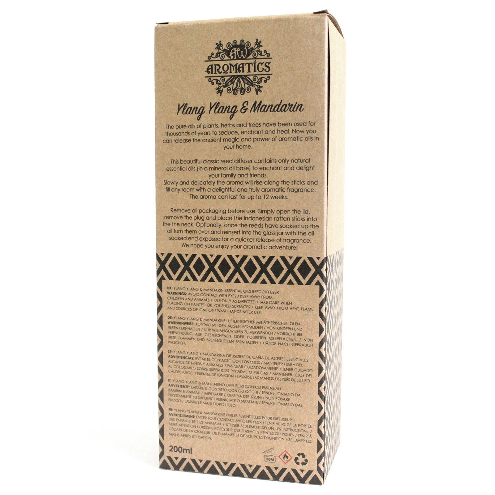 200ml Ylang Ylang & Mandarin Essential Oil Reed Diffuser – reed diffuser, alternate product view 2