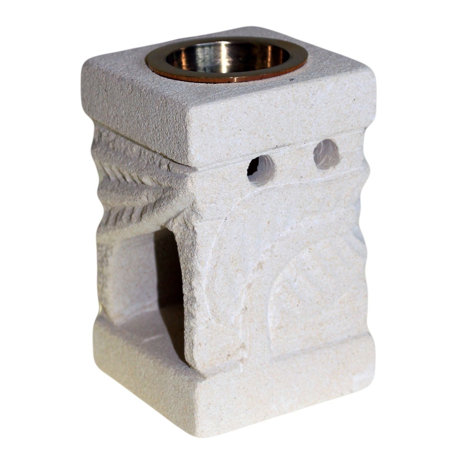 Stone Oil Burner – Carved Leaf – oil burner, main product view