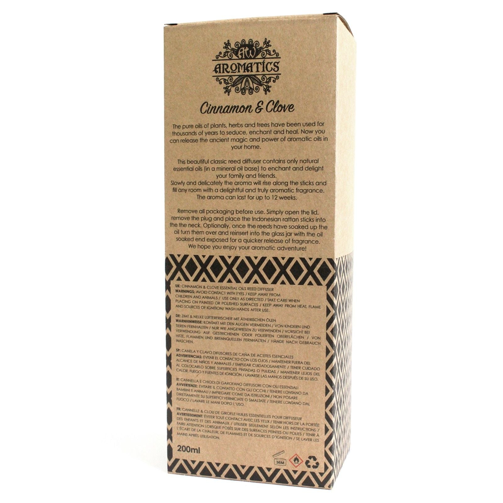 200ml Cinnamon & Clove Essential Oil Reed Diffuser – reed diffuser, alternate product view 6