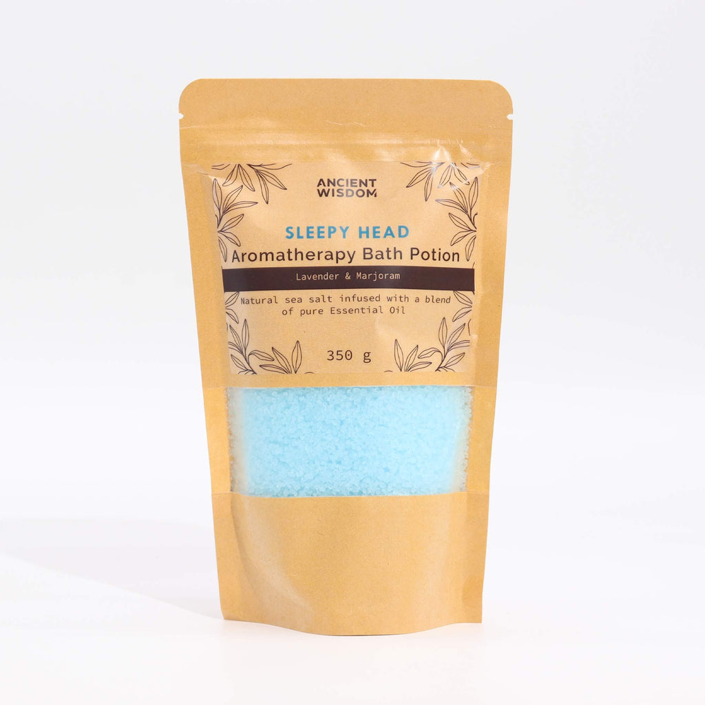 Aromatherapy Bath Potion in Kraft Bag 350g – Sleepy Head – Bath Salts – bath salts, main product view