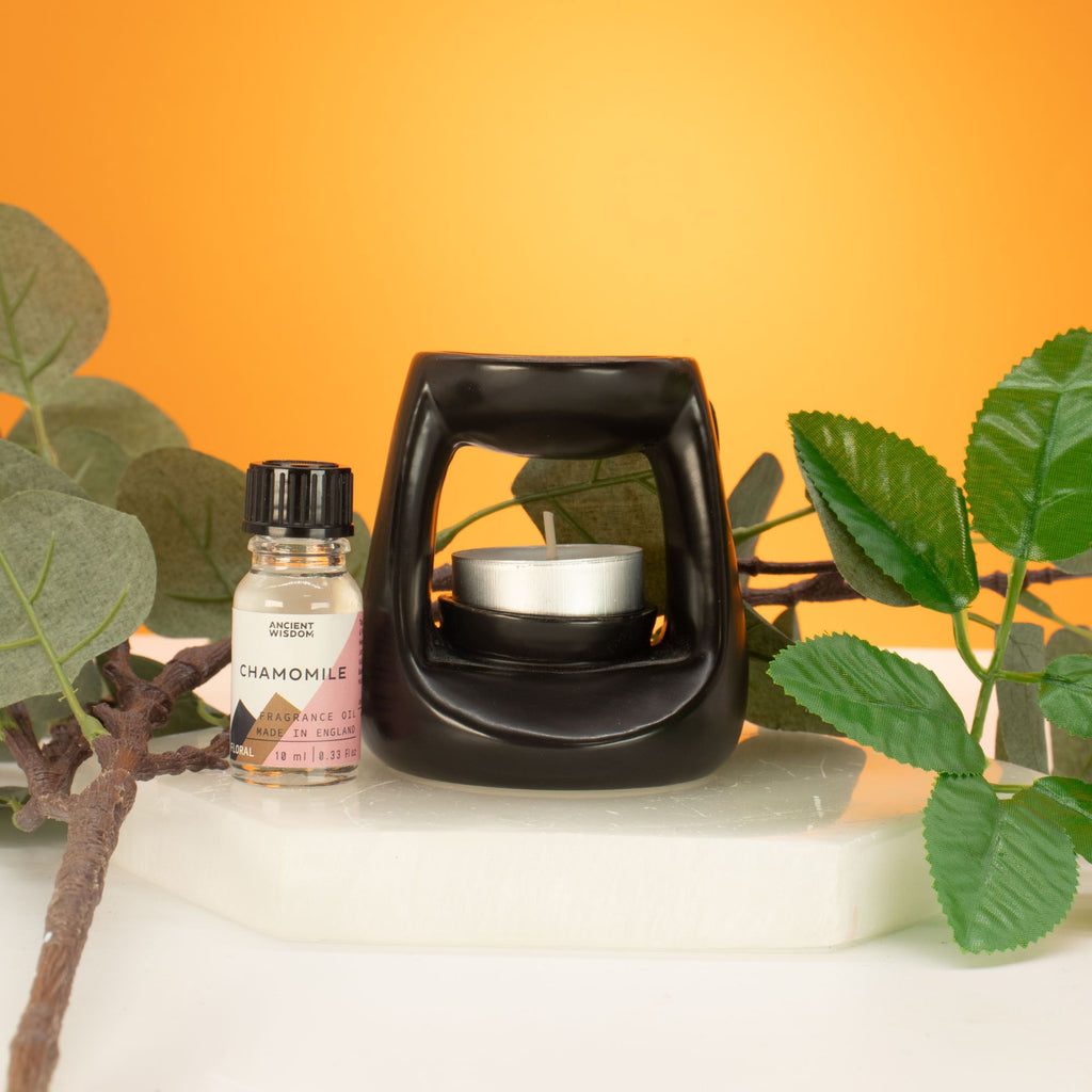 Ceramic Zen Oil Burner – Small Classic – Matt Black – black oil burner, alternate product view 2