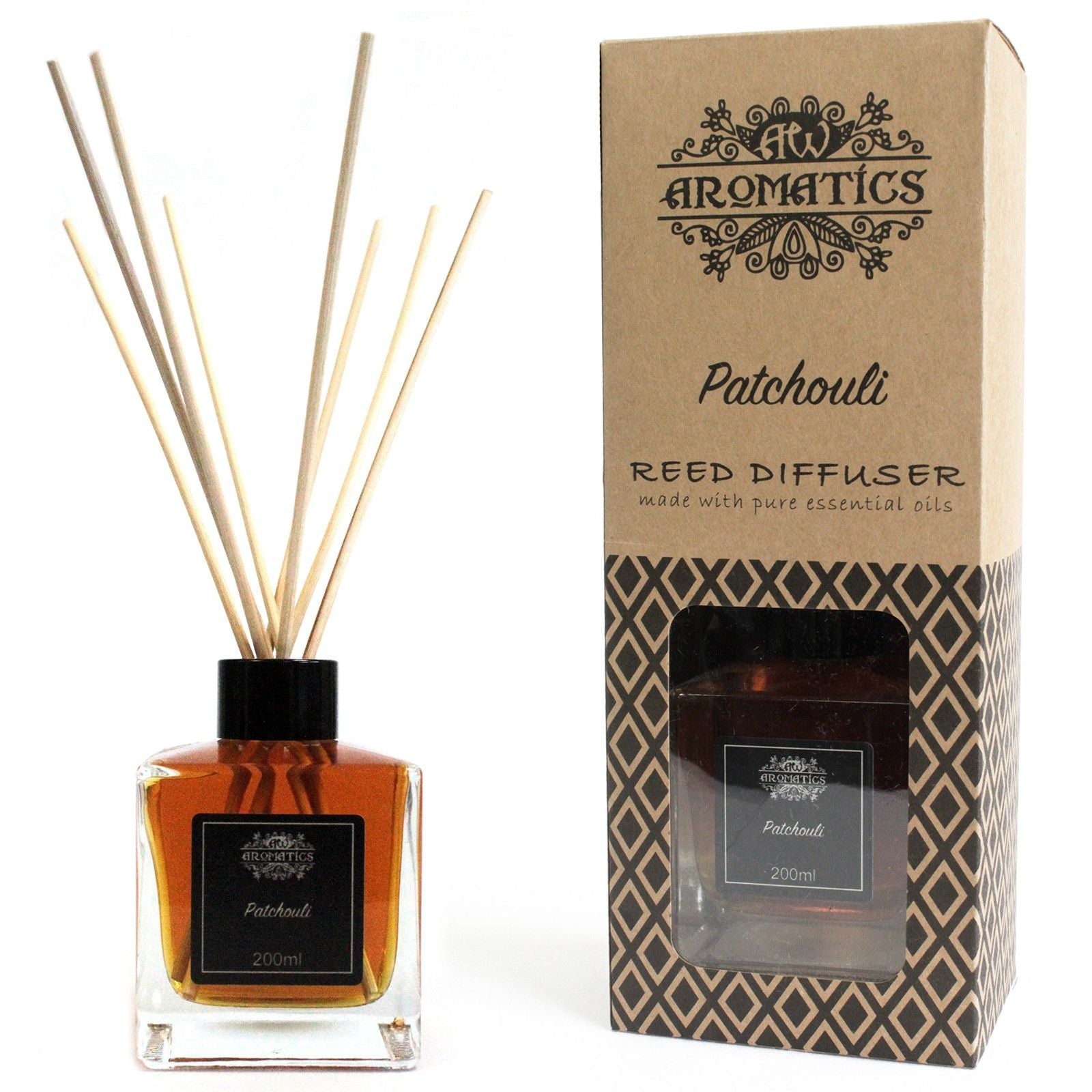 200ml Patchouli Essential Oil Reed Diffuser – reed diffuser, main product view