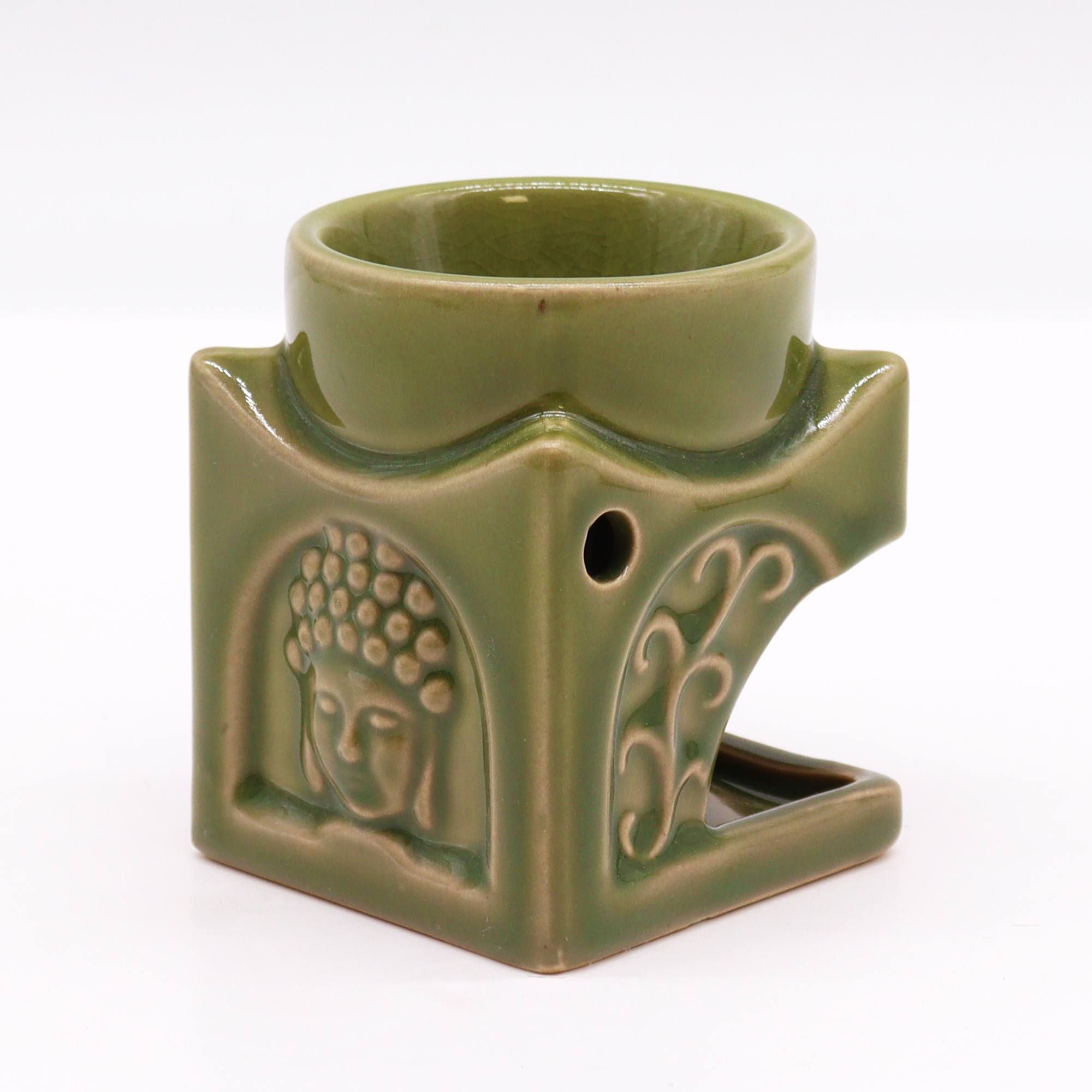 Square Buddha Burner – Light Jade – Oil Burner – oil burner, alternate product view 2