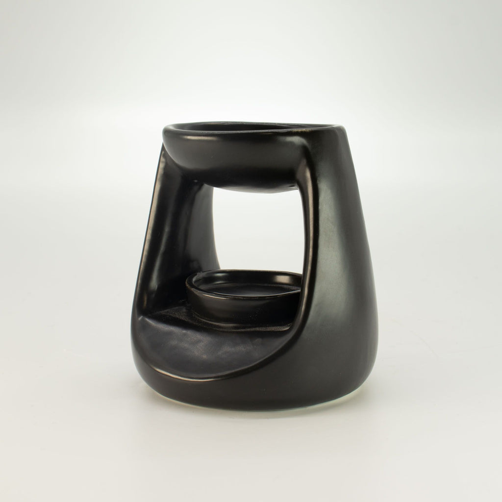 Ceramic Zen Oil Burner – Small Classic – Matt Black – black oil burner, alternate product view 3