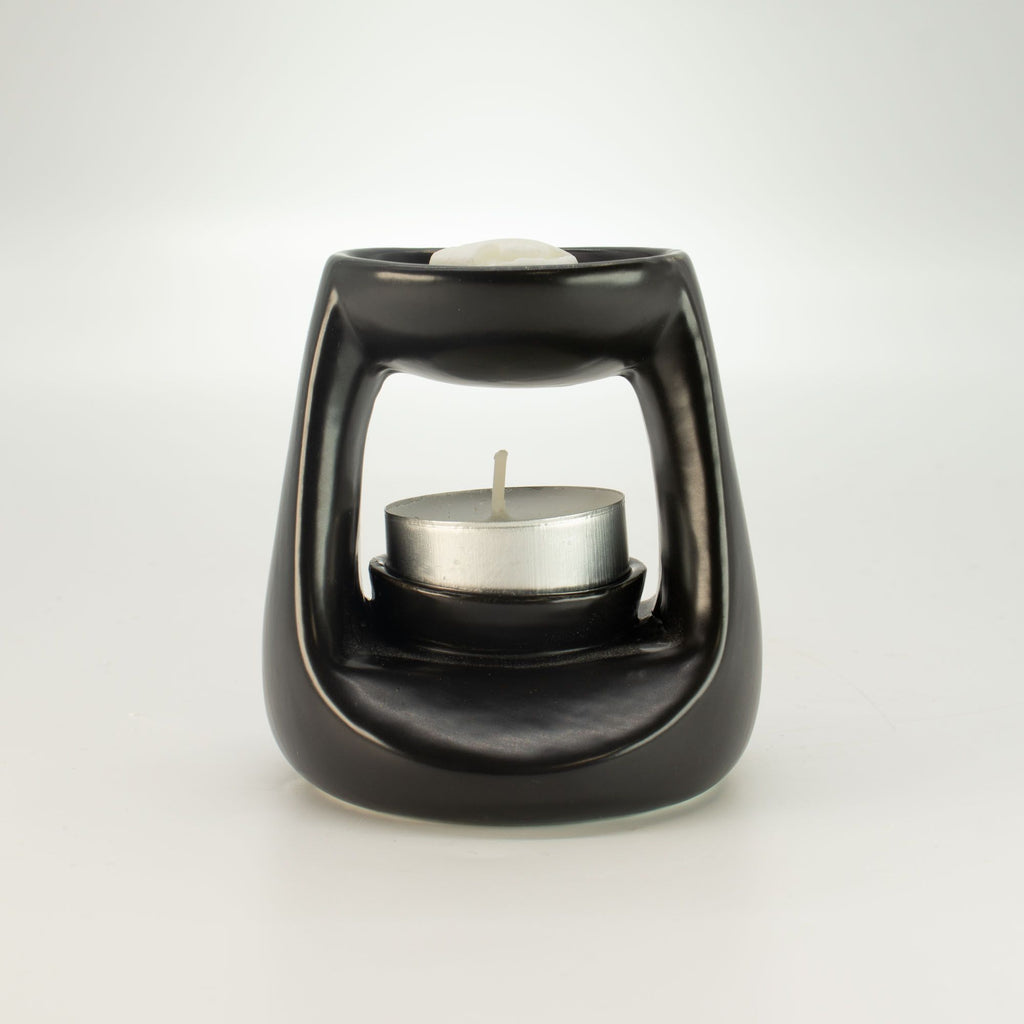 Ceramic Zen Oil Burner – Small Classic – Matt Black – black oil burner, alternate product view 4