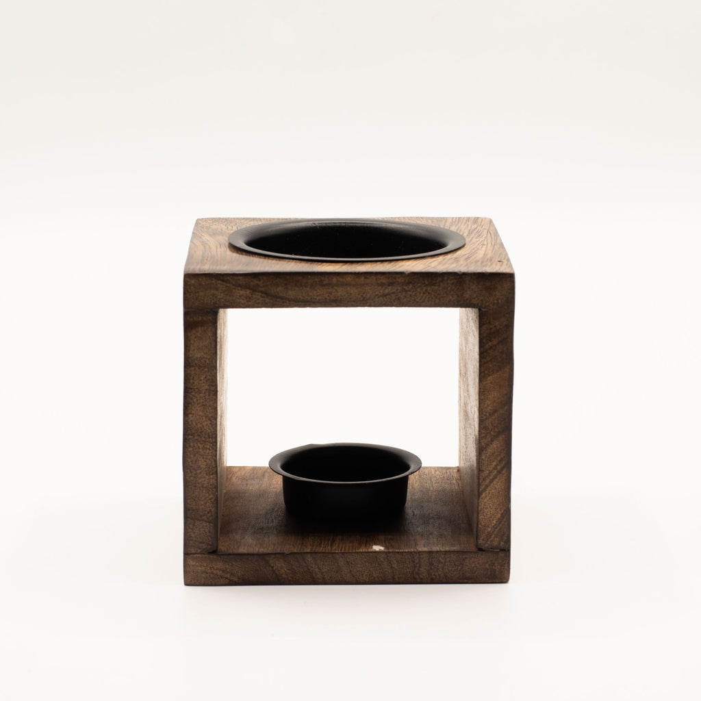 Square Mango Wood Oil Burner – Yin Yang – oil burner, alternate product view 3