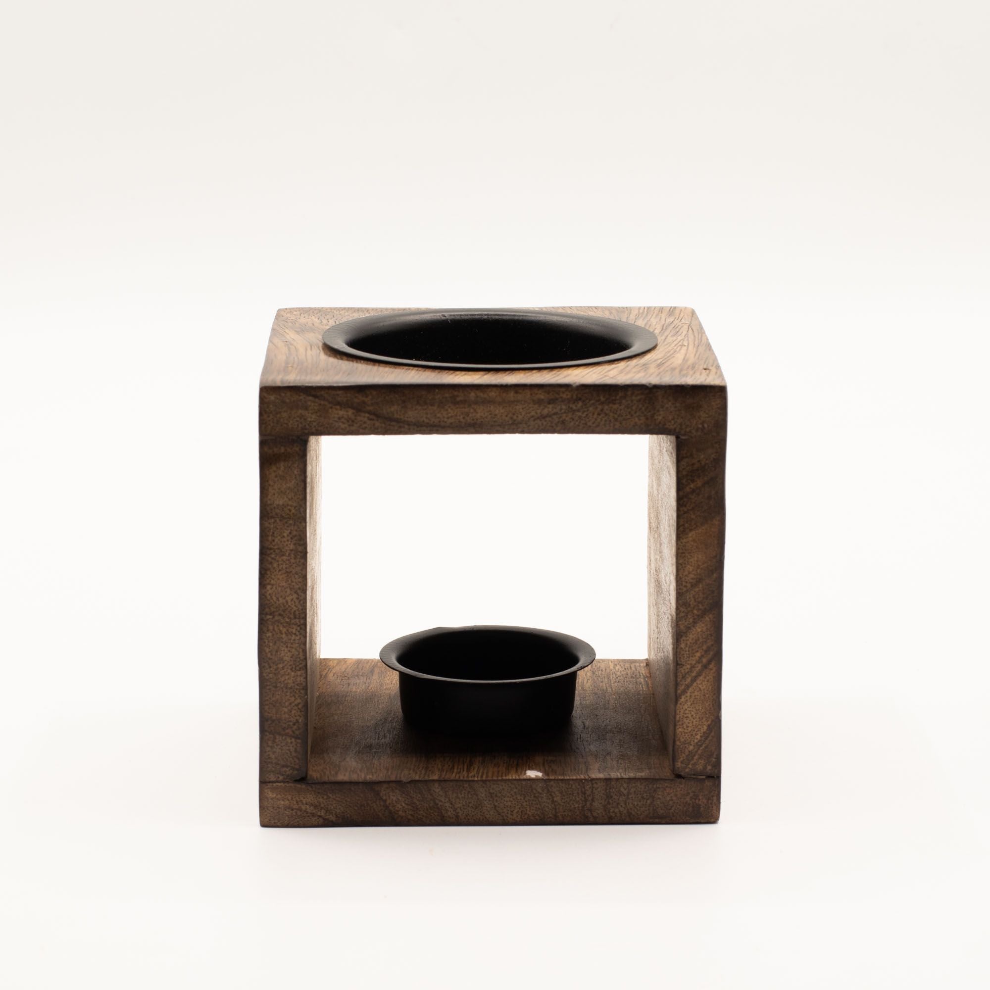 Square Mango Wood Oil Burner – Yin Yang – oil burner, alternate product view 3