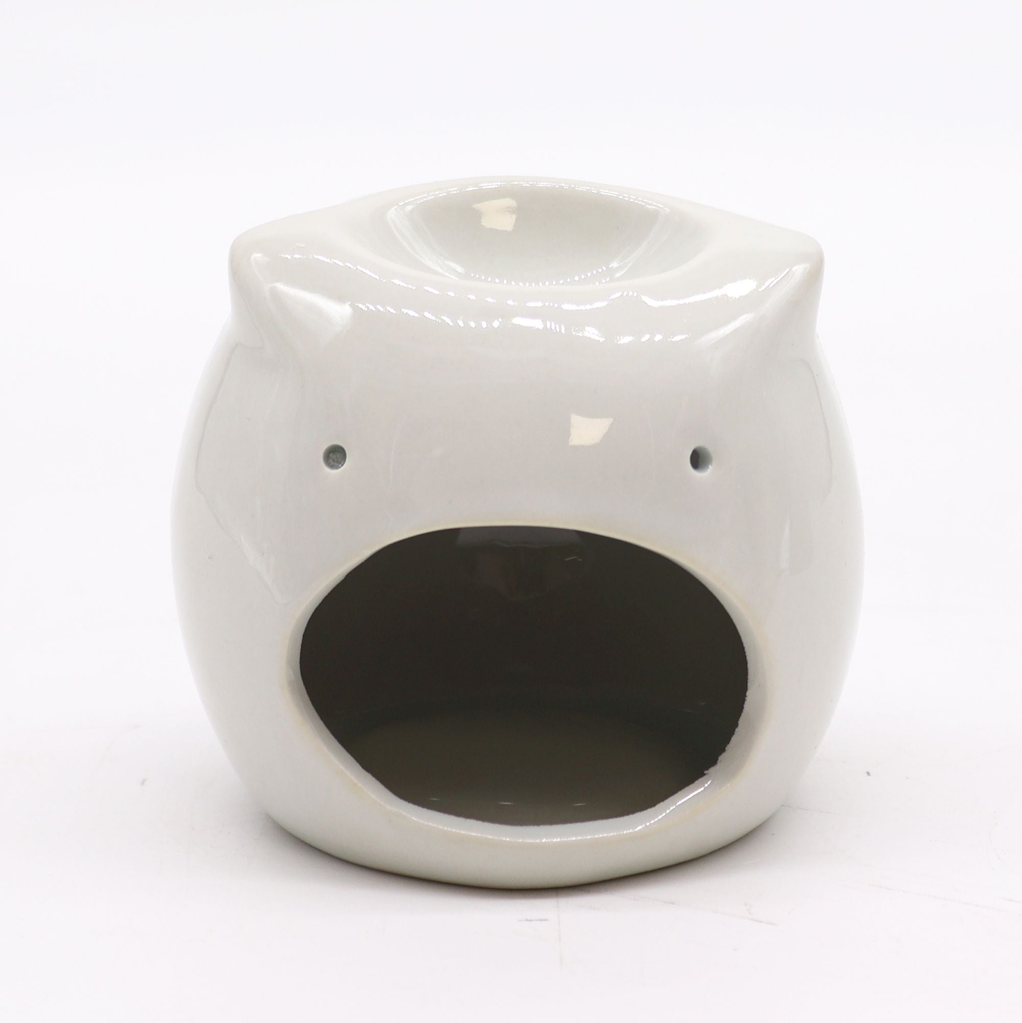 Classic White Oil Burner – Short Owl – white oil burner, alternate product view 3