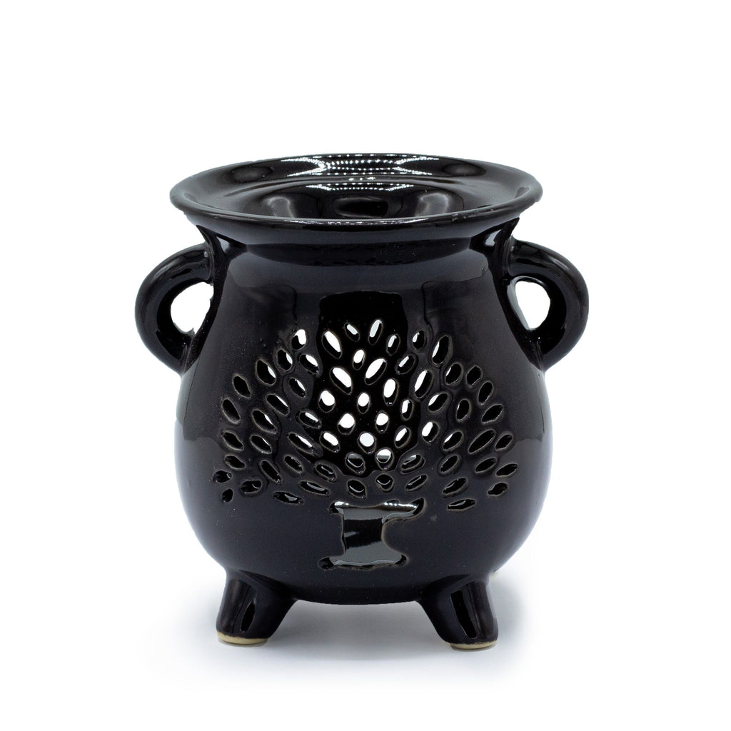 Cauldron Oil Burner – Tree of Life – Black – black oil burner, alternate product view 2