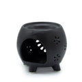 Squat Pot Oil Burner Flower Burst – Matt Black – black oil burner, main product view