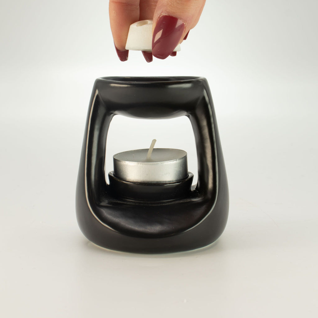 Ceramic Zen Oil Burner – Small Classic – Matt Black – black oil burner, alternate product view 5