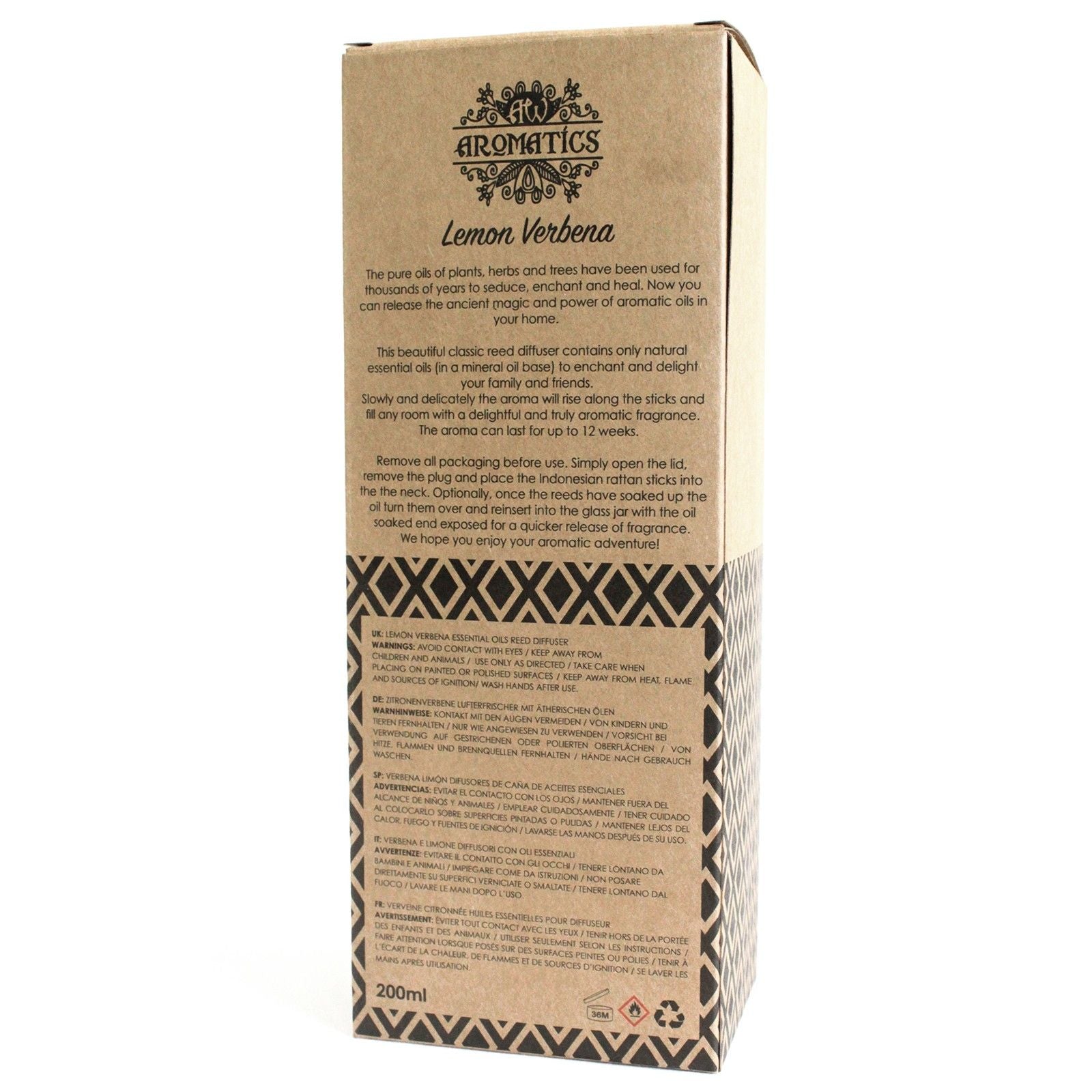 200ml Lemon Verbena Essential Oil Reed Diffuser – reed diffuser, alternate product view 3