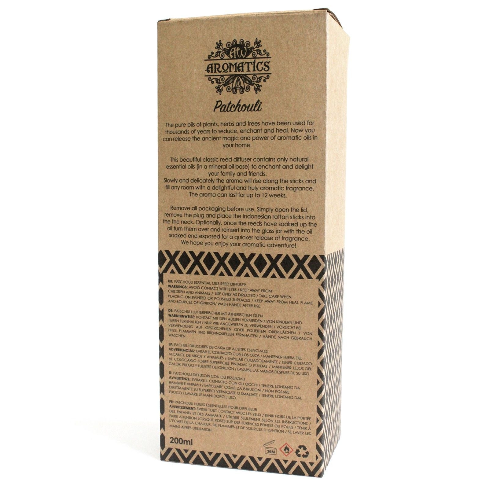 200ml Patchouli Essential Oil Reed Diffuser – reed diffuser, alternate product view 6