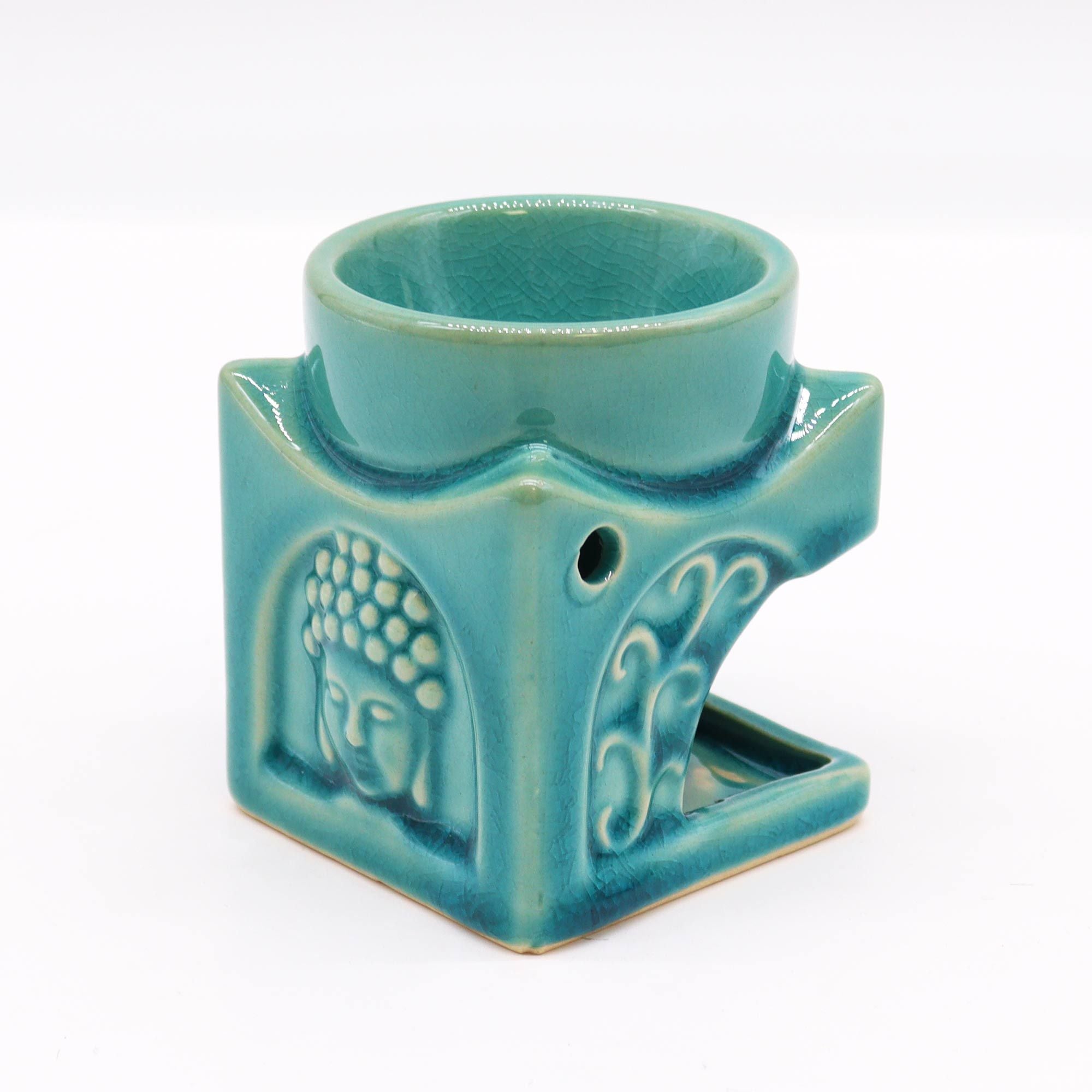 Square Buddha Burner – Soft Turquoise – Oil Burner – oil burner, alternate product view 3