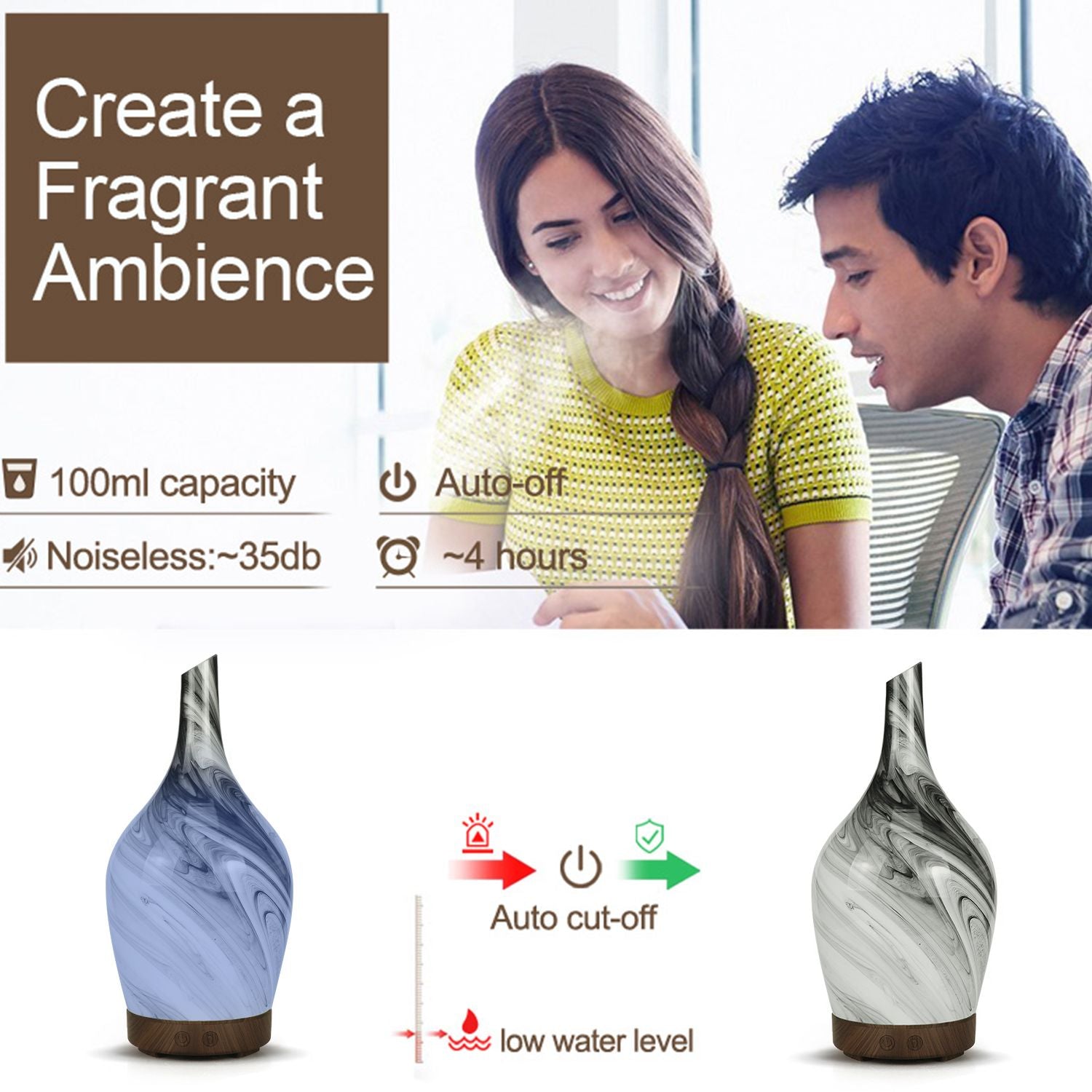 Abstract Grey Glass Ultrasonic Home Fragrance Diffuser – gallery image 4