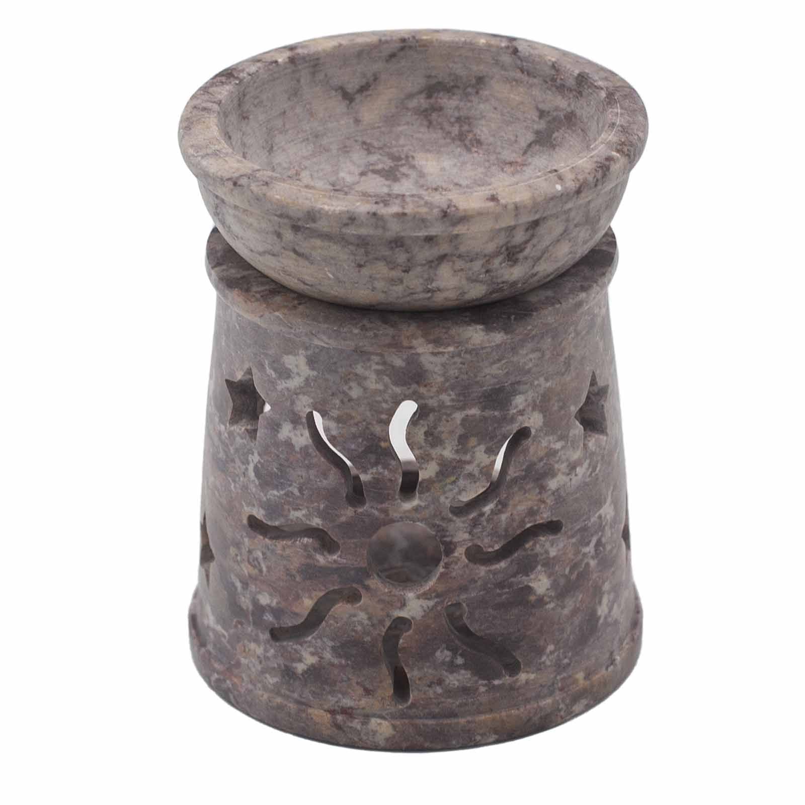 Small Soapstone Oil Burner 8cm – Sun & Stars – oil burner, alternate product view 2