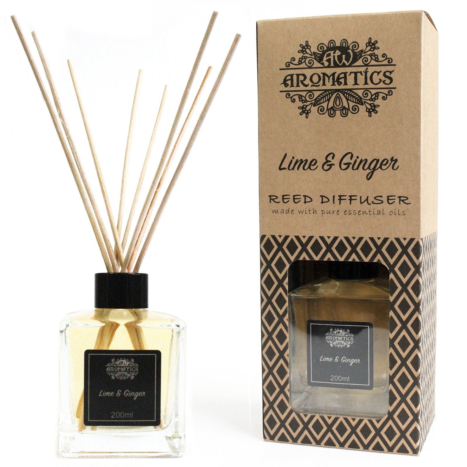200ml Lime & Ginger Essential Oil Reed Diffuser – reed diffuser, alternate product view 5