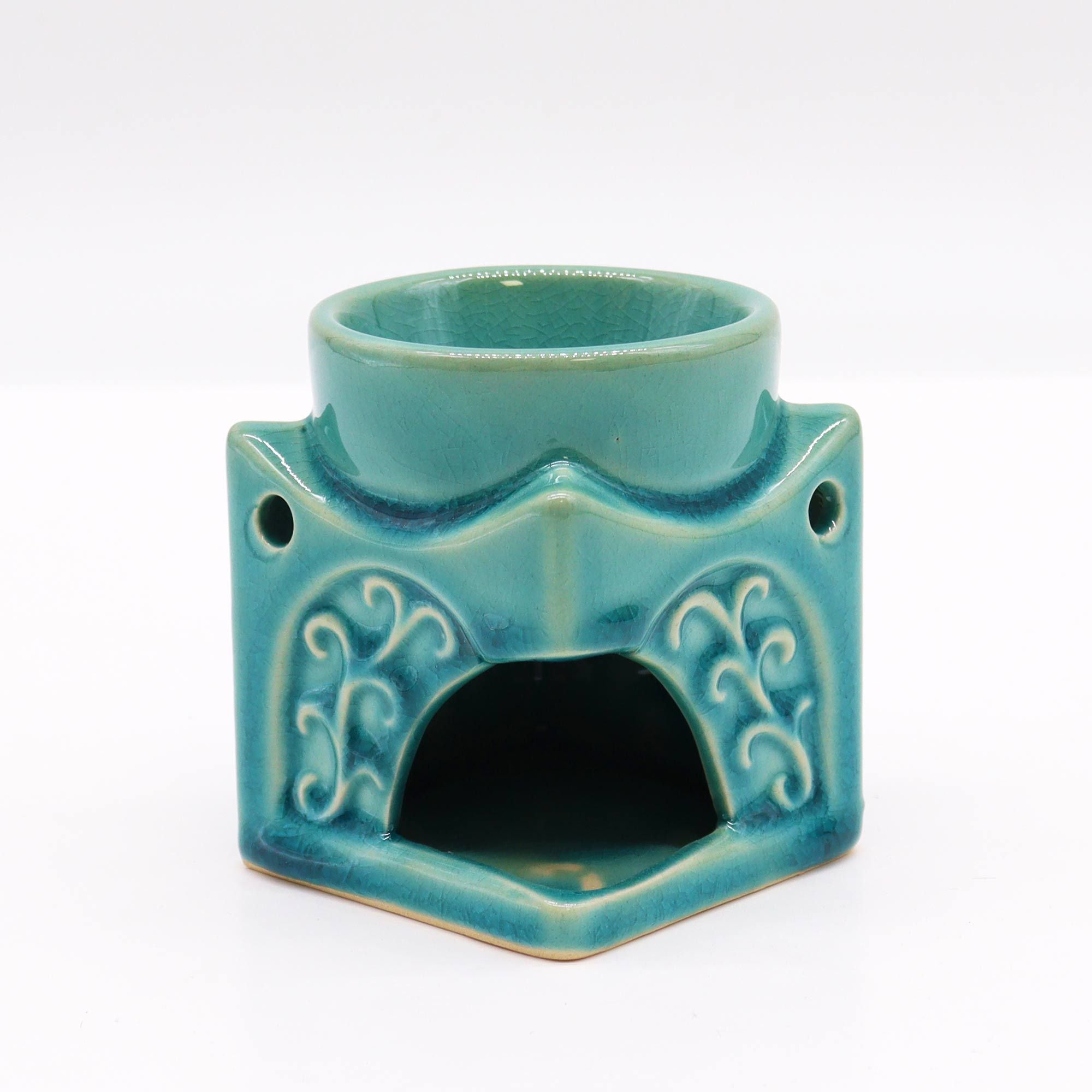 Square Buddha Burner – Soft Turquoise – Oil Burner – oil burner, alternate product view 2