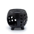 Squat Pot Oil Burner Multi Hearts – Matt Black – black oil burner, main product view