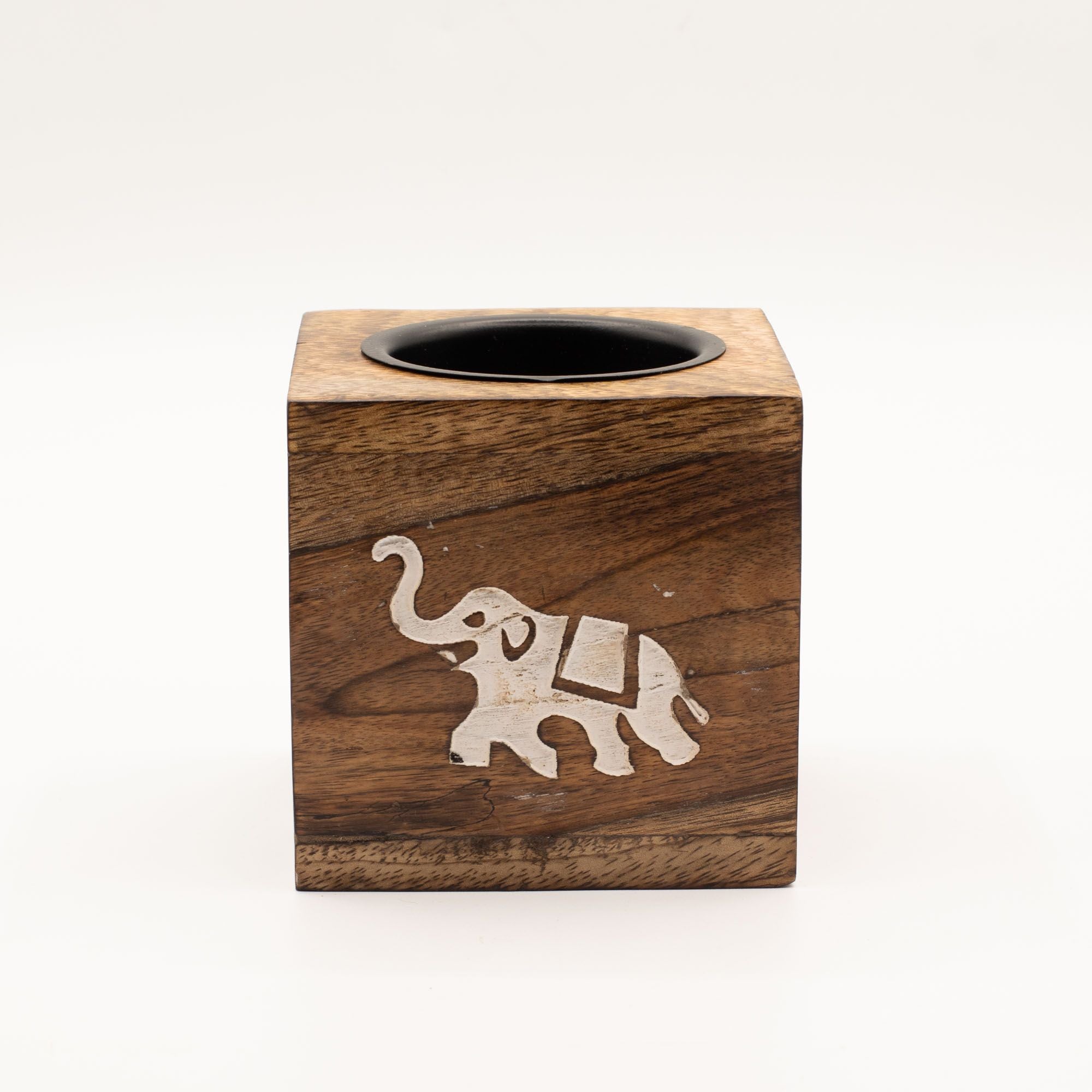 Square Mango Wood Oil Burner – Elephant – oil burner, alternate product view 2
