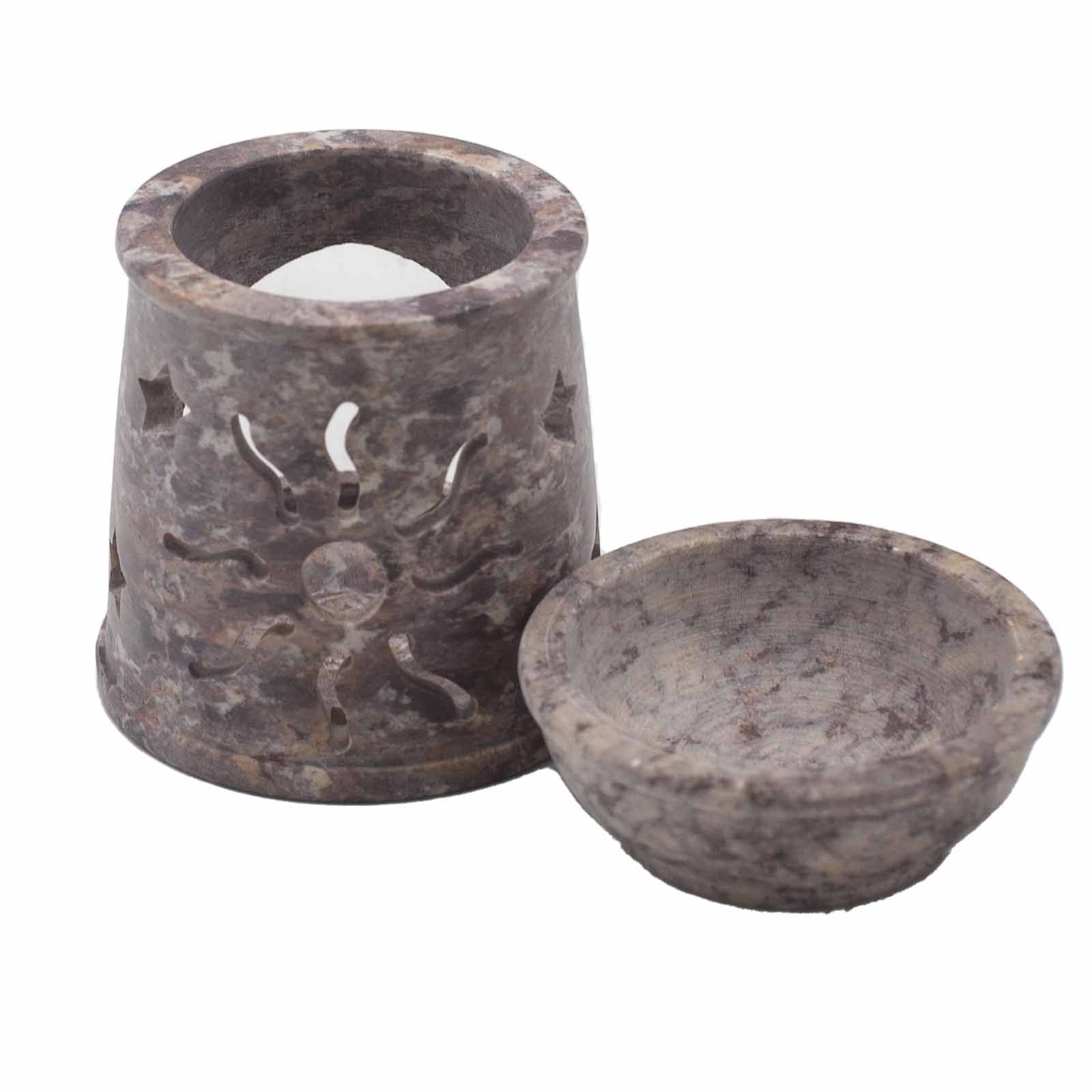 Small Soapstone Oil Burner 8cm – Sun & Stars – oil burner, alternate product view 4