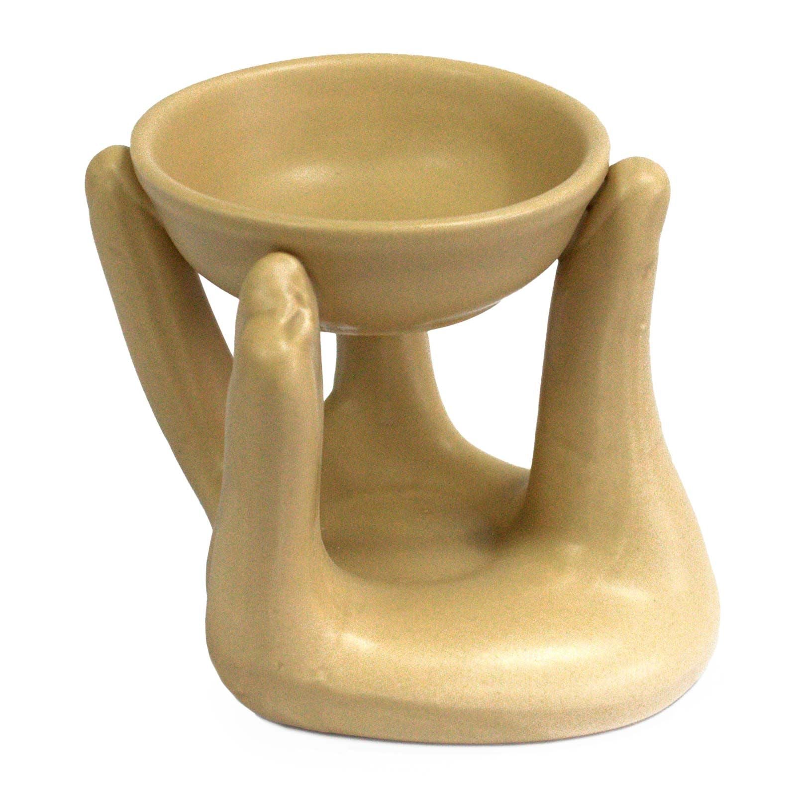 Open Hands Oil Burner – Tan – oil burner, main product view