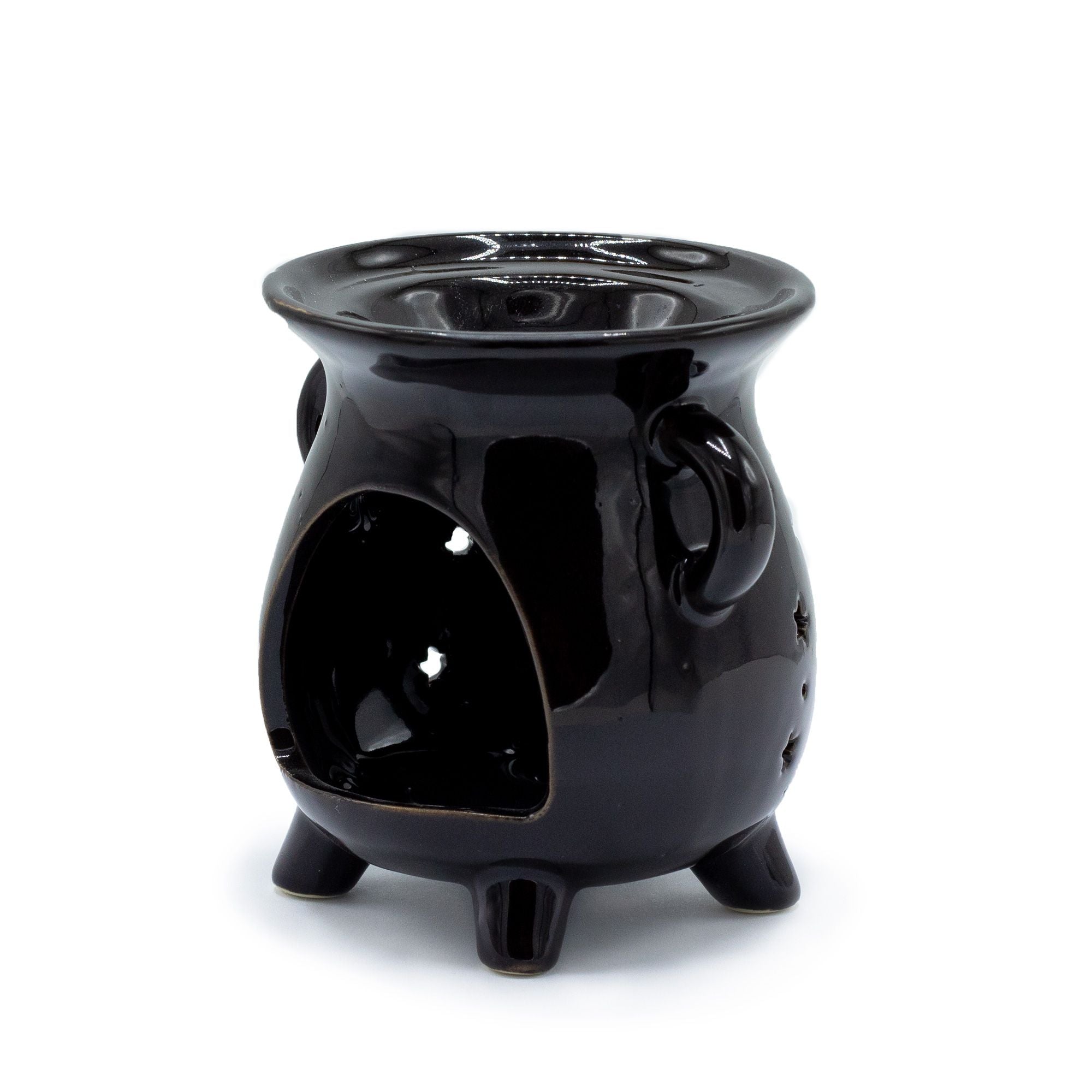 Cauldron Oil Burner – Moon Phase – Black – black oil burner, alternate product view 2