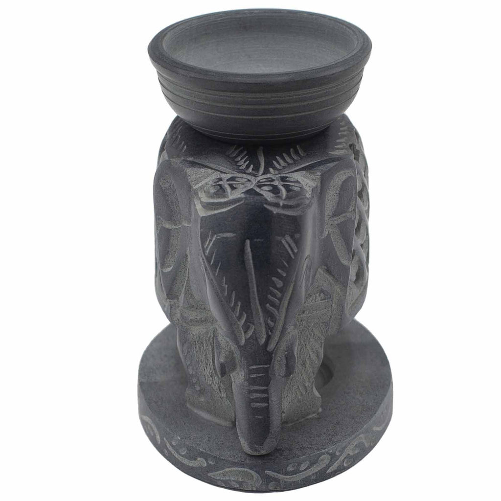 Soapstone Oil Burner 10.5cm – Standing Elephant – oil burner, alternate product view 3