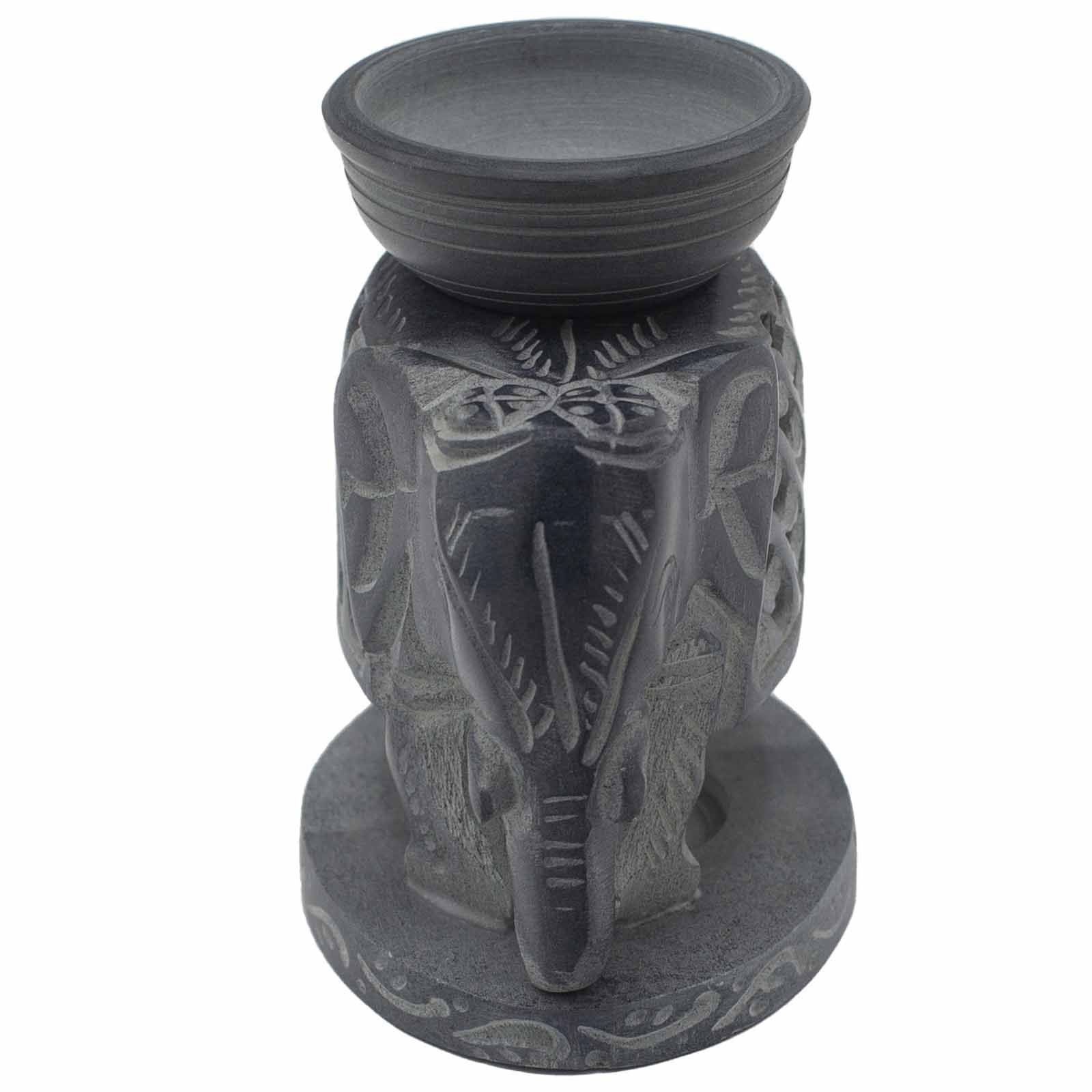Soapstone Oil Burner 10.5cm – Standing Elephant – oil burner, alternate product view 3