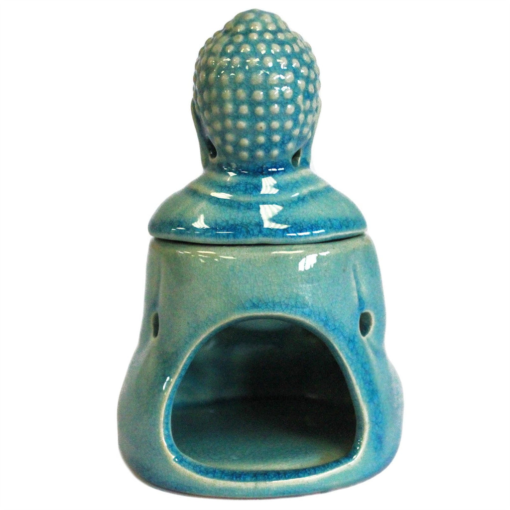 Sitting Buddha Oil Burner – Blue – blue oil burner, alternate product view 7