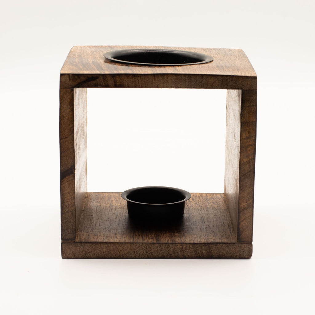 Large Square Mango Wood Oil Burner – Tree of Life – oil burner, alternate product view 2