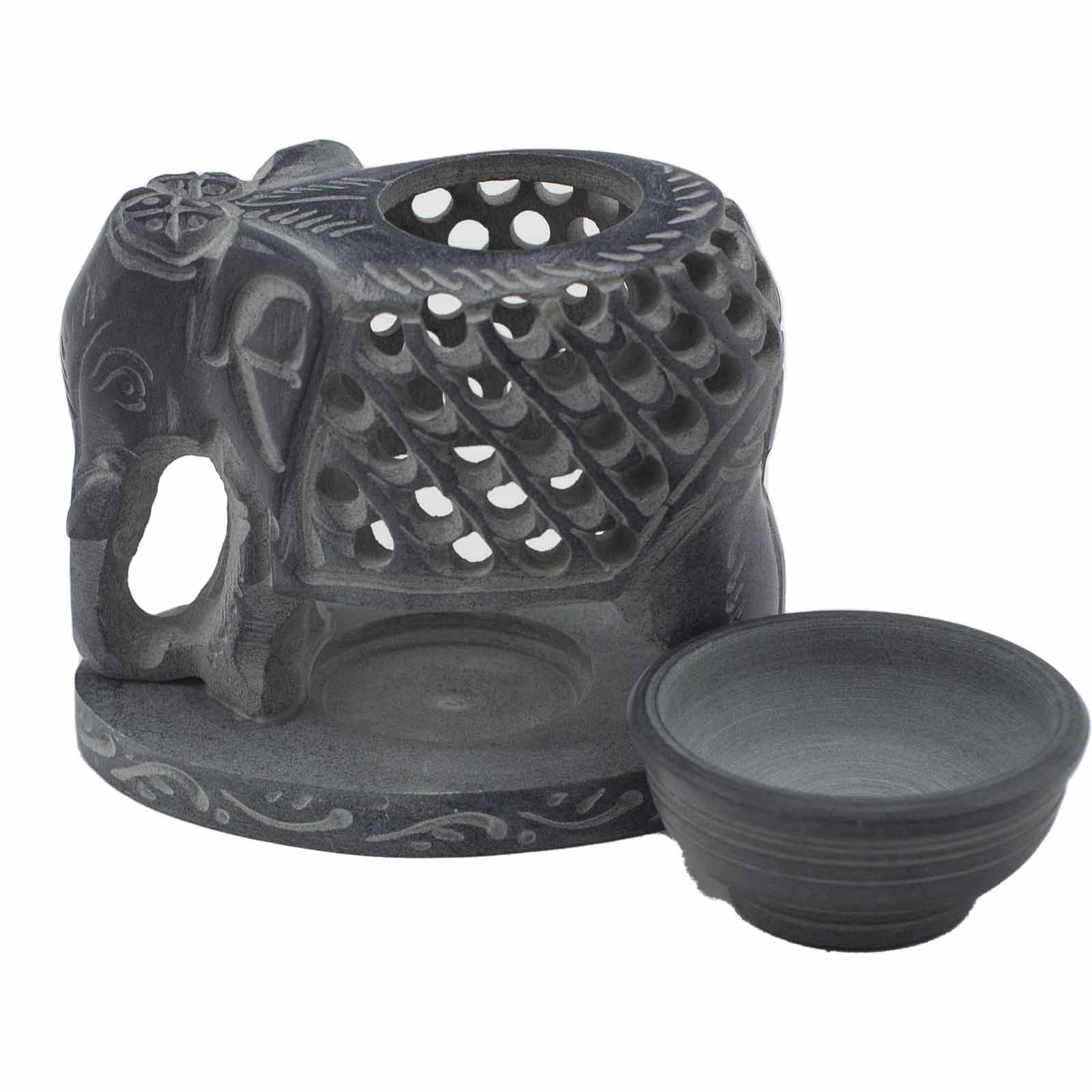 Soapstone Oil Burner 10.5cm – Standing Elephant – oil burner, alternate product view 2