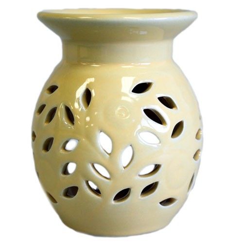 Floral Oil Burner – Yellow – yellow oil burner, main product view