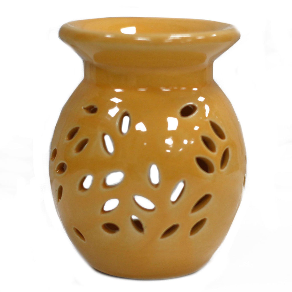 Floral Oil Burner – Yellow – yellow oil burner, alternate product view 4