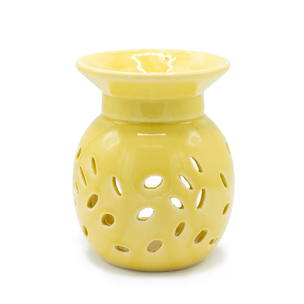 Floral Oil Burner – Yellow – yellow oil burner, alternate product view 2