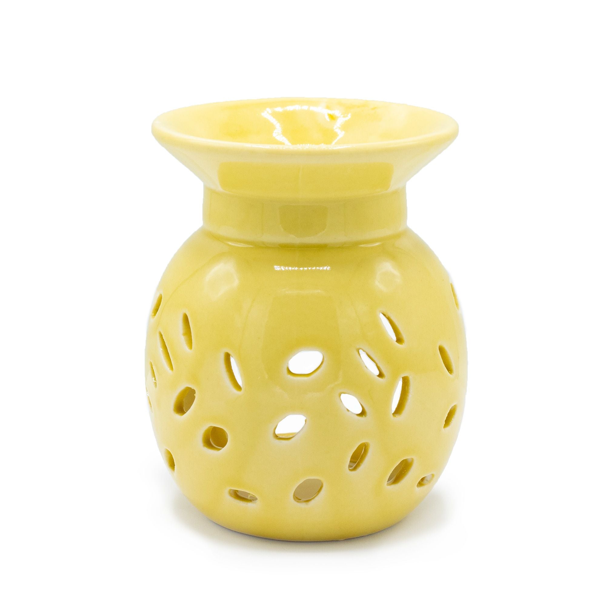 Floral Oil Burner – Yellow – yellow oil burner, alternate product view 2