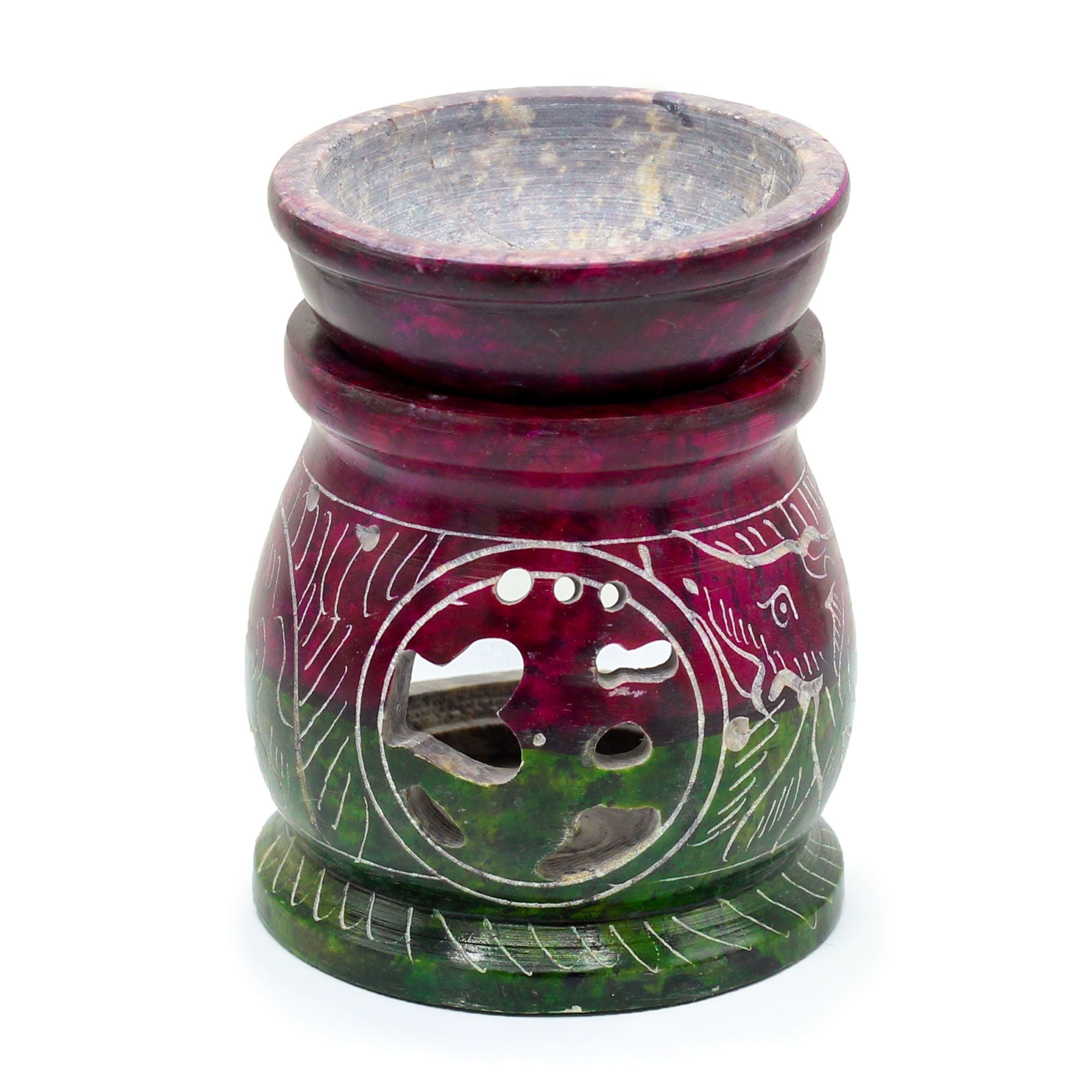 Small Coloured Soapstone Oil Burner 8cm – Om & Elephant – oil burner, main product view