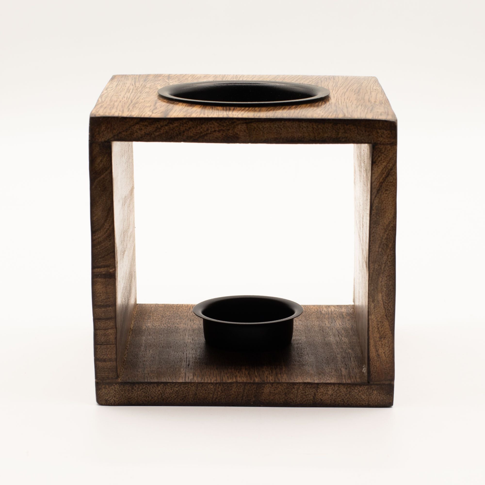 Large Square Mango Wood Oil Burner – Pentagon – oil burner, main product view