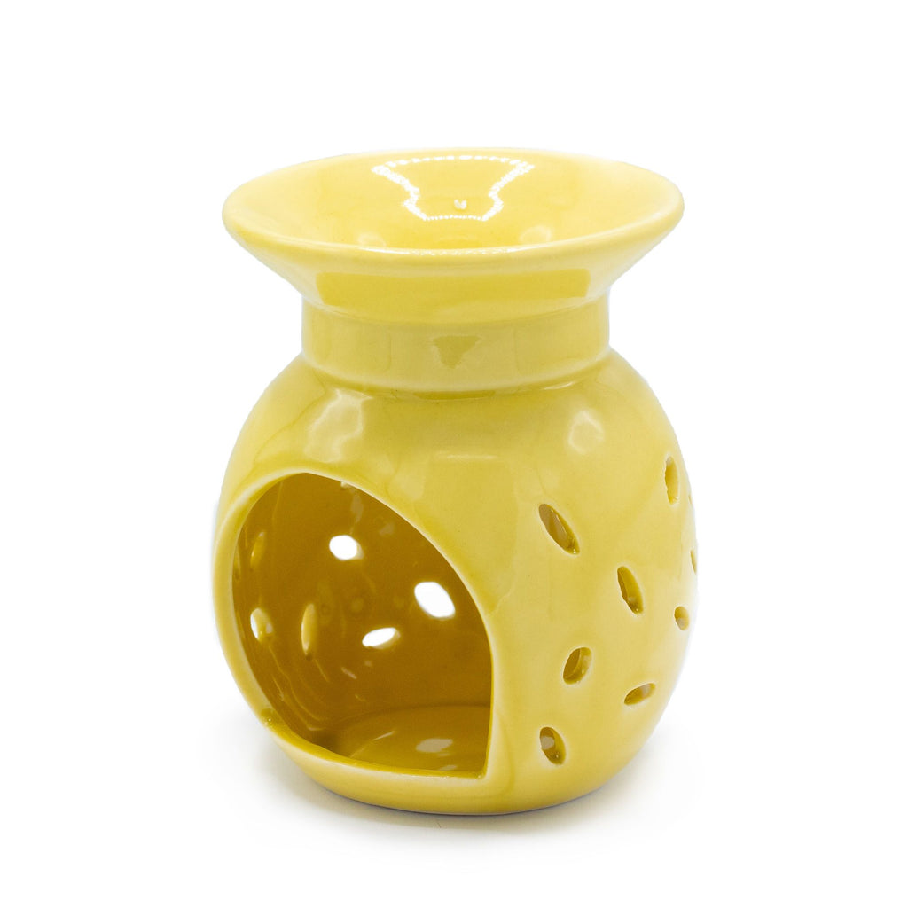 Floral Oil Burner – Yellow – yellow oil burner, alternate product view 3