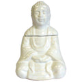 Sitting Buddha Oil Burner – White – white oil burner, main product view
