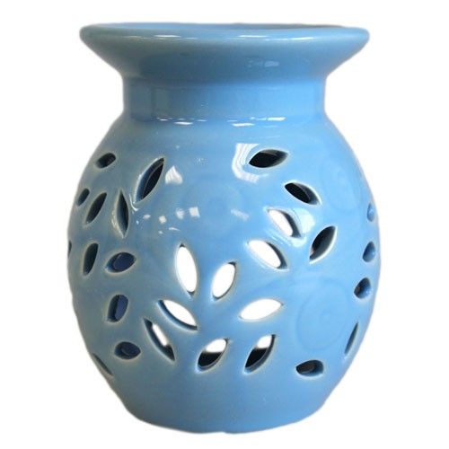 Floral Oil Burner – Blue – blue oil burner, alternate product view 3