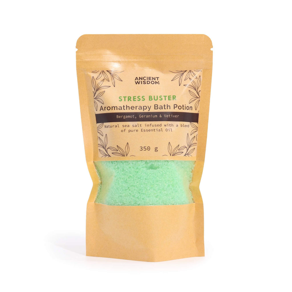 Aromatherapy Bath Potion in Kraft Bag 350g – Stress Buster – Bath Salts – bath salts, alternate product view 2