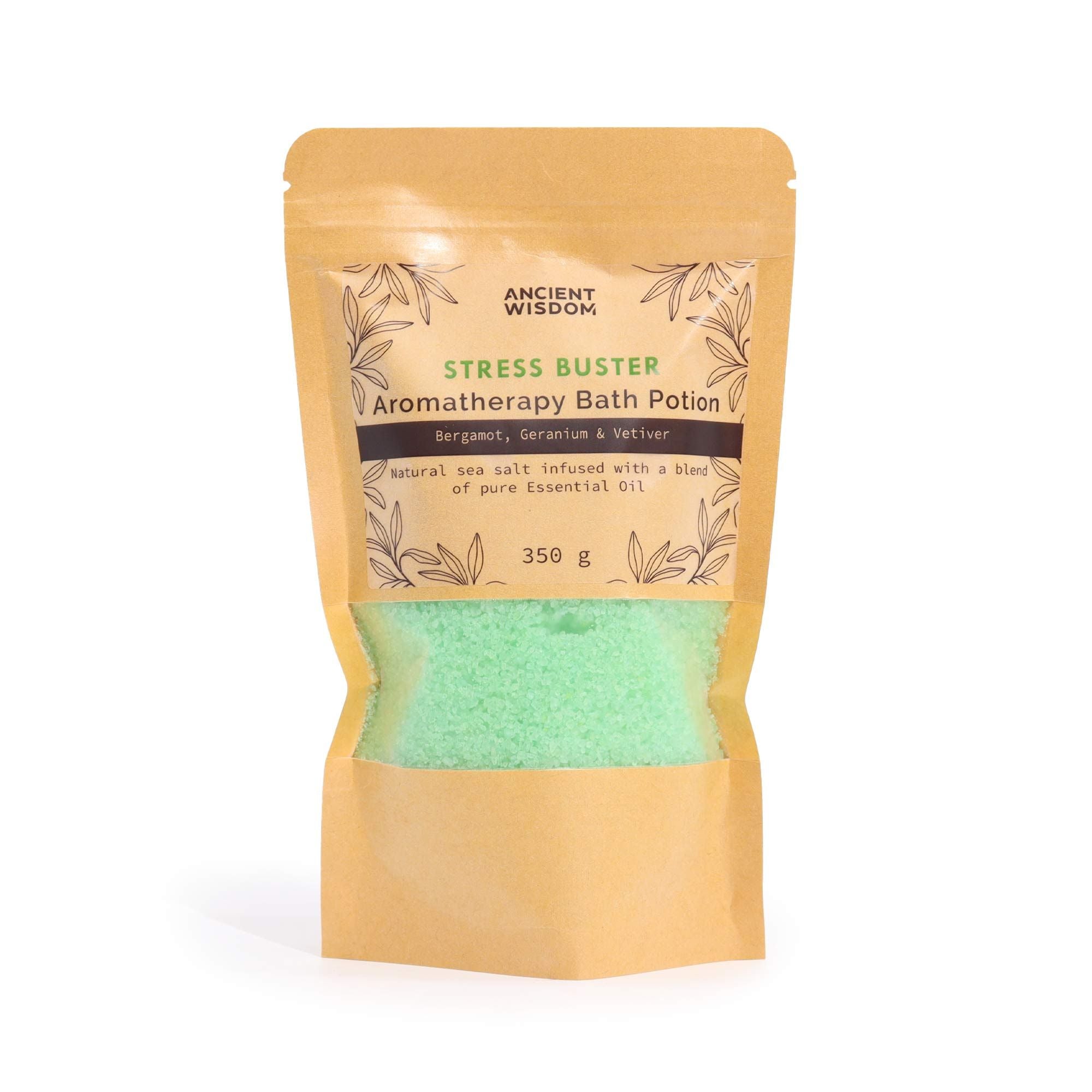 Aromatherapy Bath Potion in Kraft Bag 350g – Stress Buster – Bath Salts – bath salts, alternate product view 2