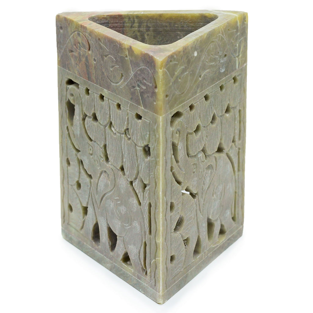 Triangle Soapstone Oil Burner 11x9cm – Elephant – oil burner, alternate product view 2