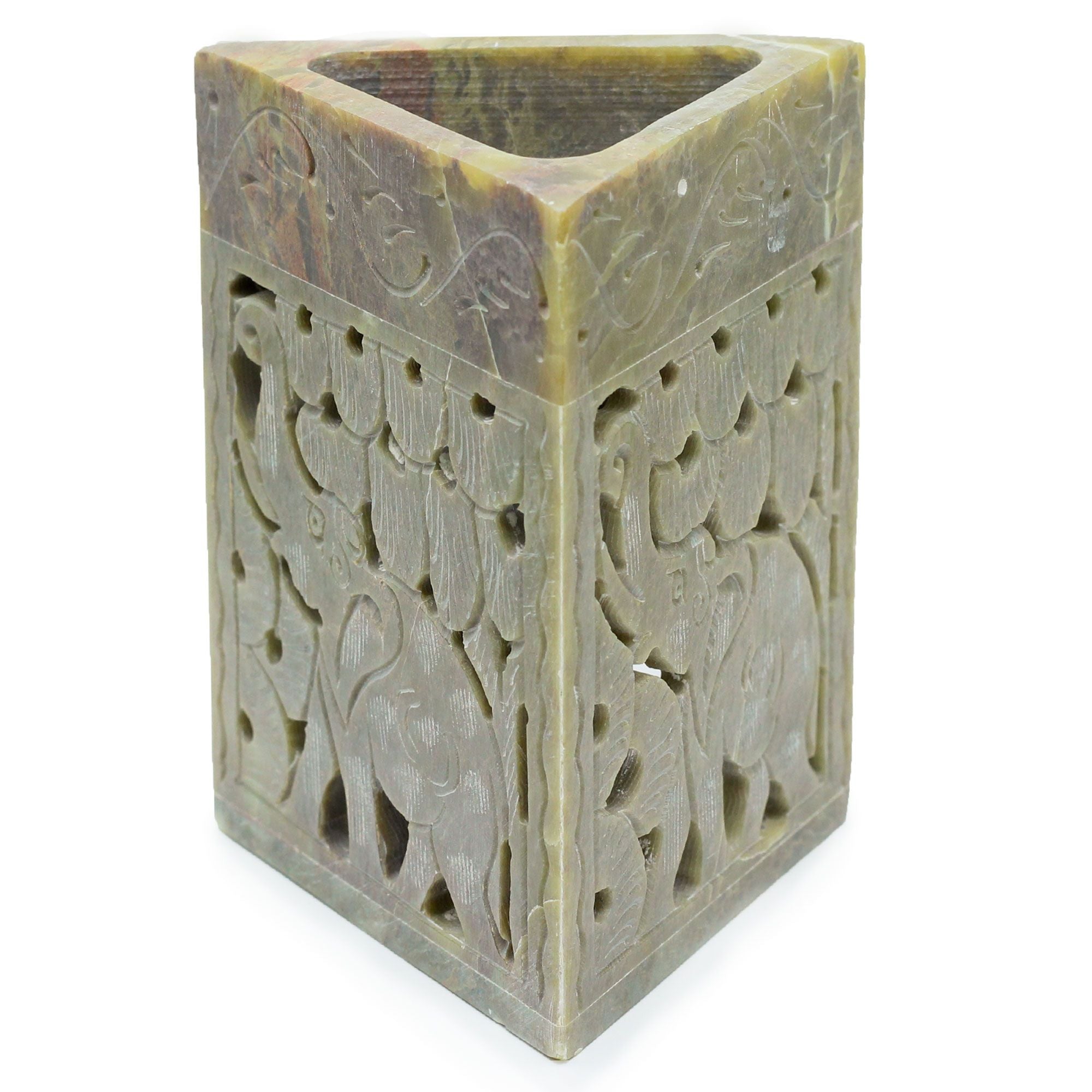 Triangle Soapstone Oil Burner 11x9cm – Elephant – oil burner, alternate product view 2