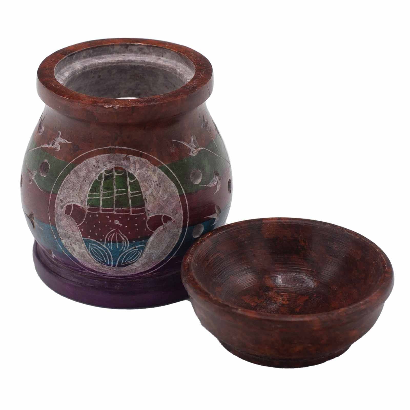 Soapstone Oil Burner 10cm – Hamsa – Five Colours – oil burner, alternate product view 4
