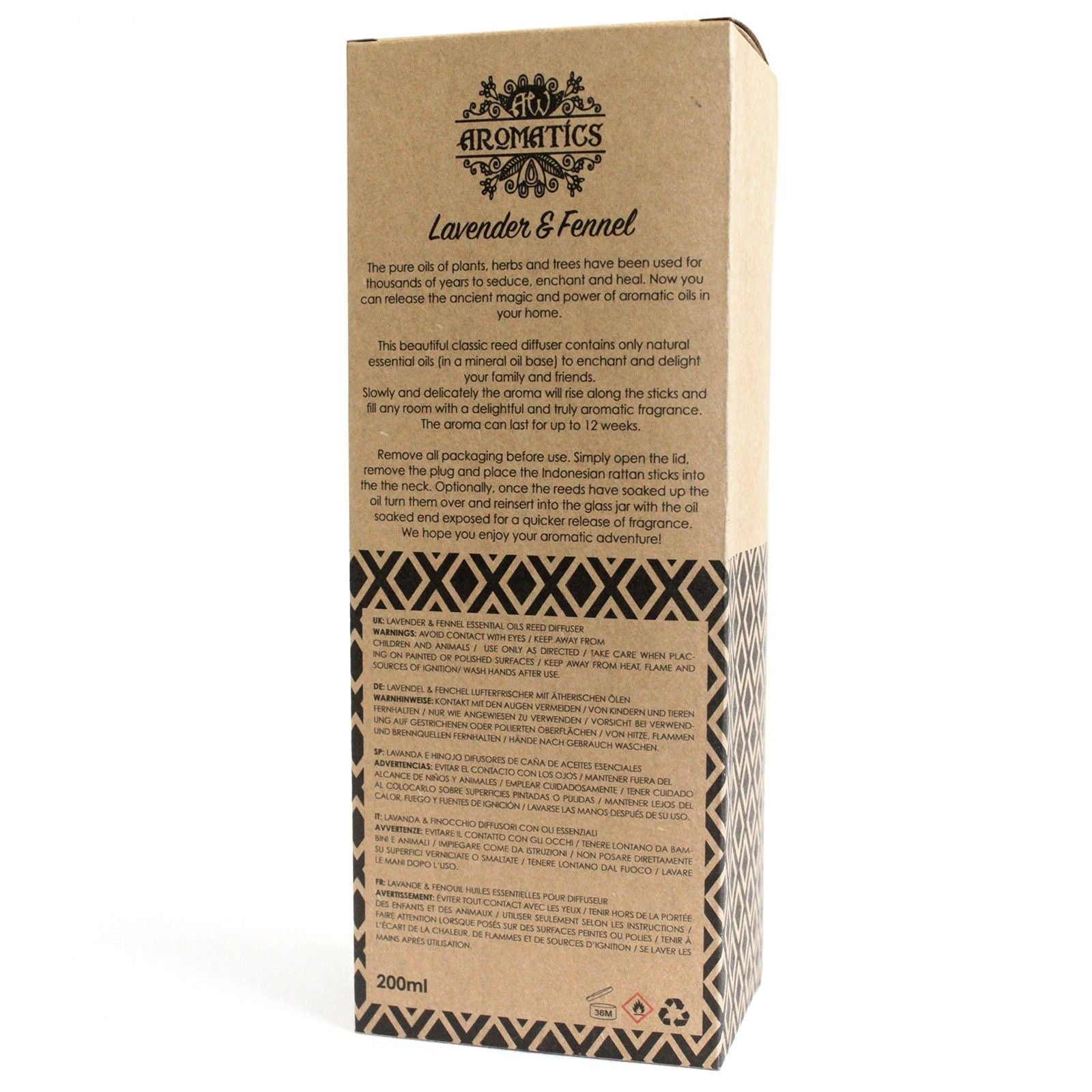 200ml Lavender & Fennel Essential Oil Reed Diffuser – reed diffuser, main product view