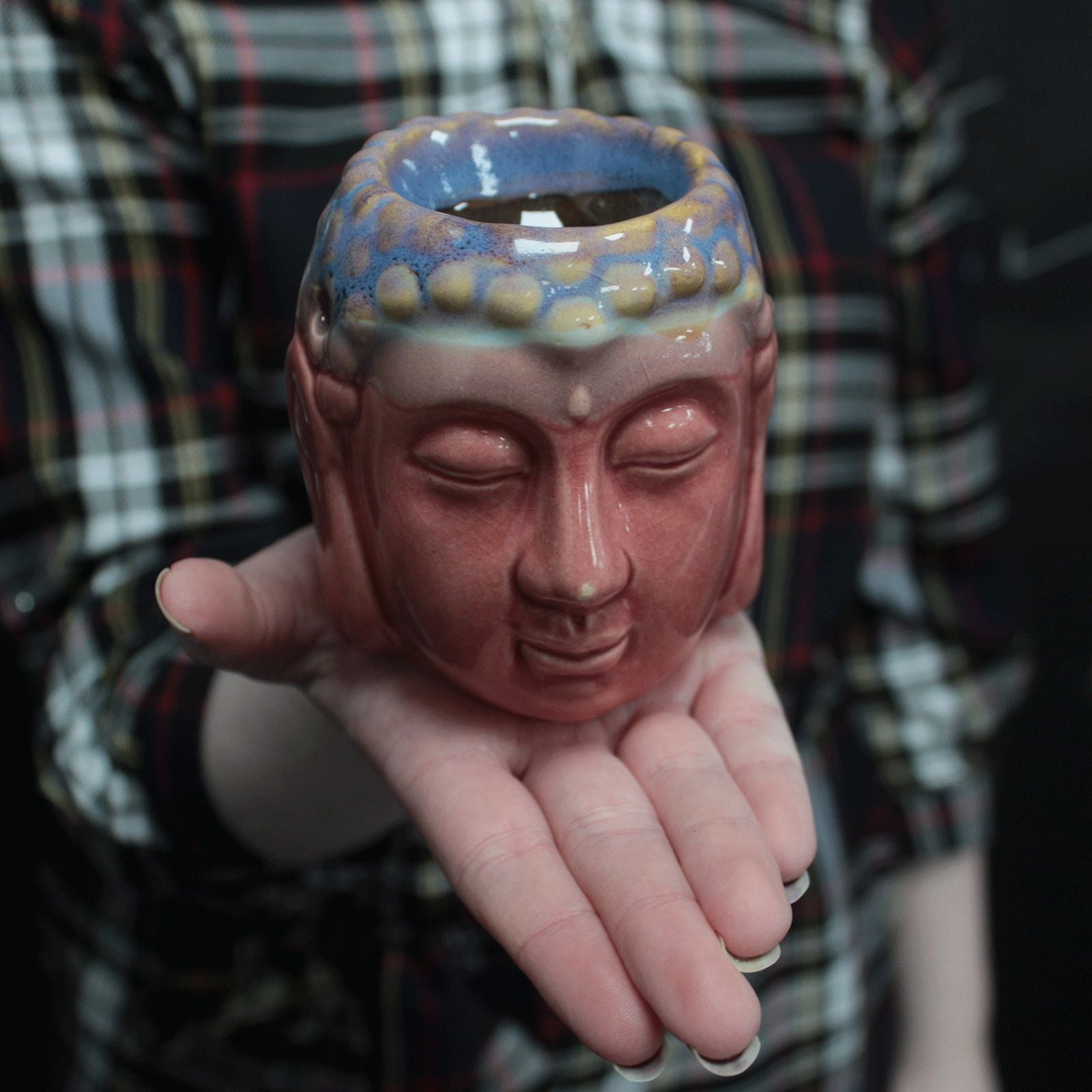 Buddha Oil Burner – Rose & Teal – oil burner, alternate product view 3