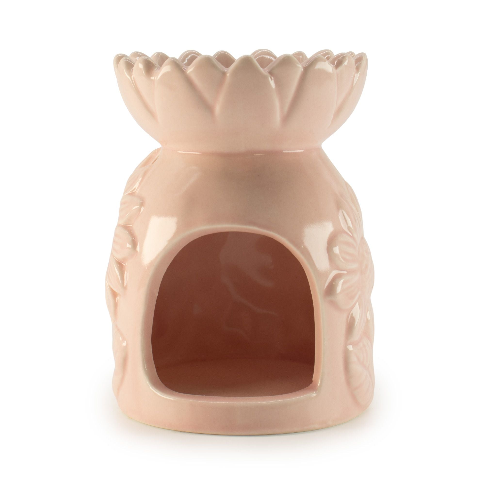 Ceramic Sunflower Oil Burner – Pastel Pink – pink oil burner, main product view
